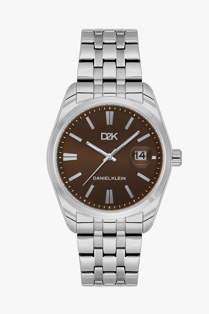 Daniel Klein DK.1.14461-2 - Orë meshkuj D2K me ciferblat kafë dhe rrip çeliku argjend