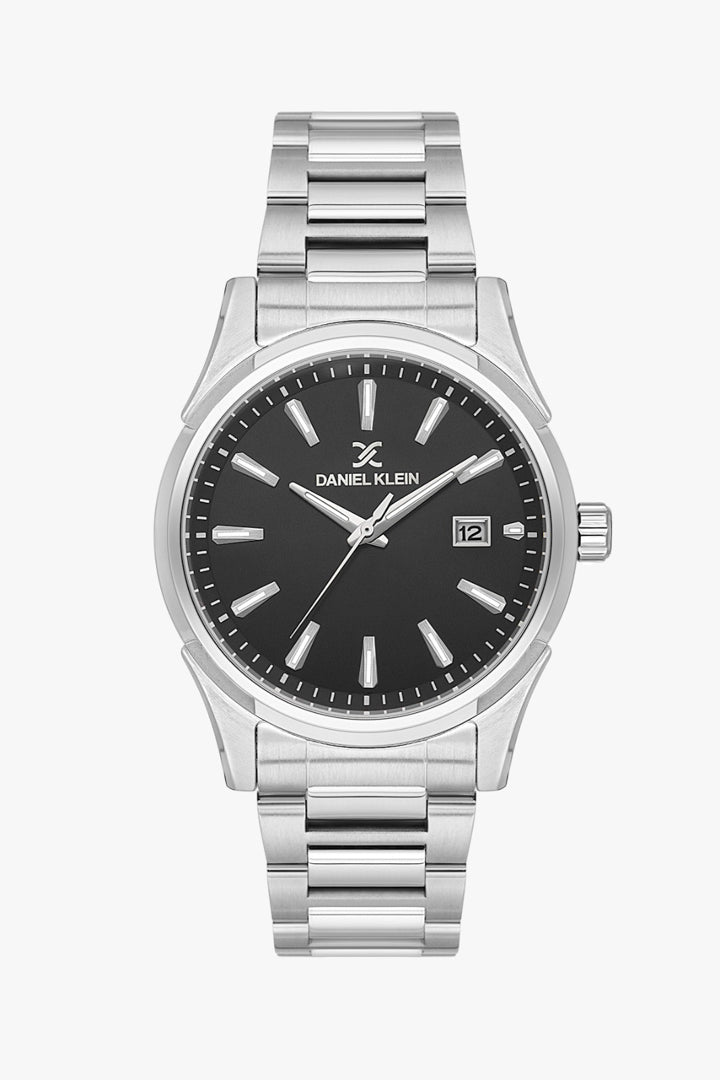 Daniel Klein DK.1.14379-2 - Orë meshkuj me ciferblat të zi dhe rrip çeliku argjend