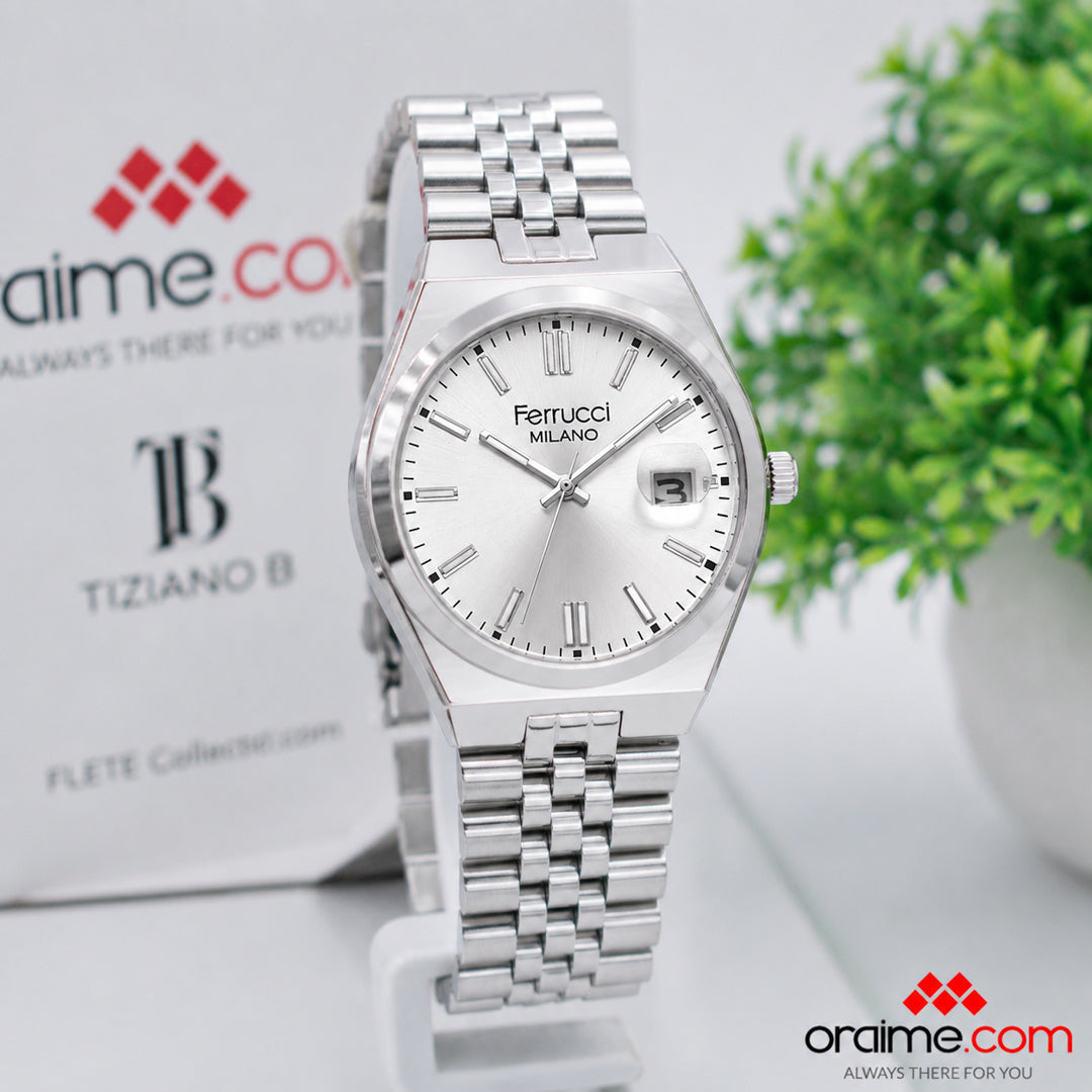 Ferrucci FC 3661-05 ladies watch silver dial date stainless steel bracelet