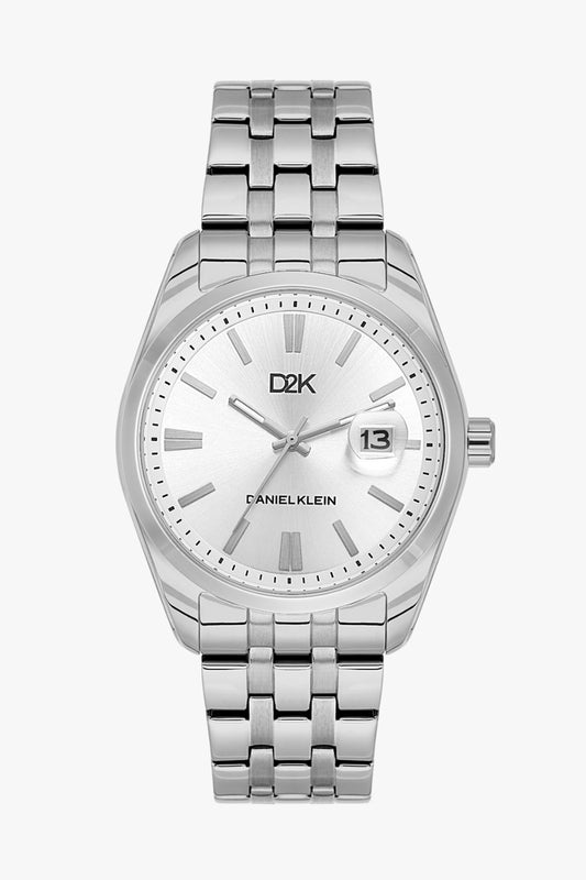 Daniel Klein DK.1.14471-1 - Orë meshkuj D2K me ciferblat të bardhë/argjend dhe rrip çeliku argjend