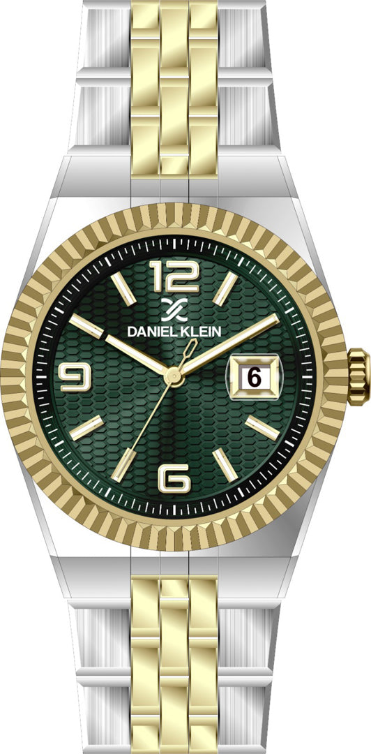 Daniel Klein DK.6.14716-5 - Orë femrash me ciferblat të gjelbër honeycomb, kornëz të artë dhe rrip çeliku dy-ngjyrësh argjend/ar