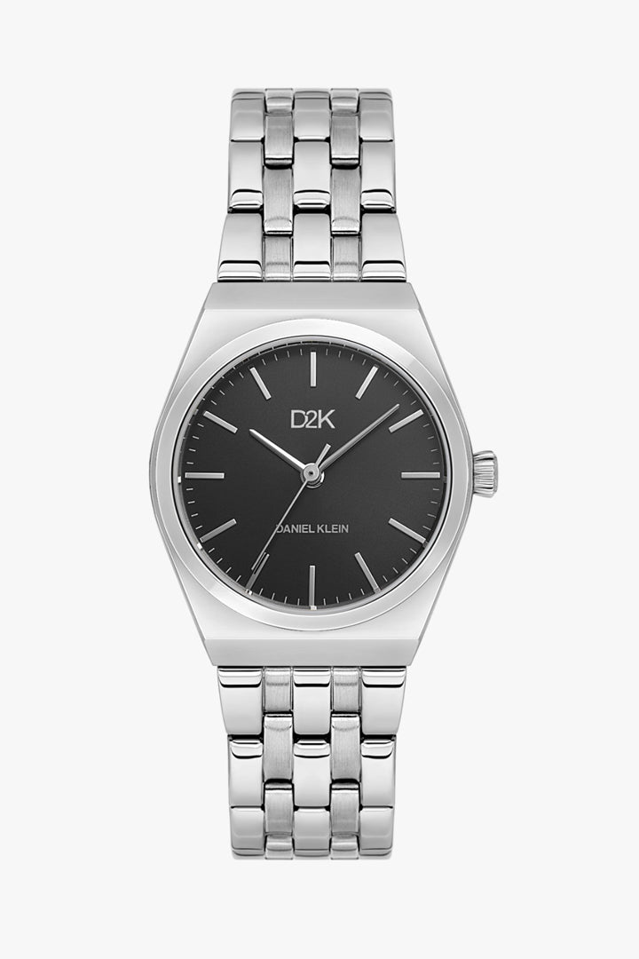 Daniel Klein DK.1.14472-2 - Orë femrash D2K me ciferblat të zi dhe rrip çeliku argjend All Steel