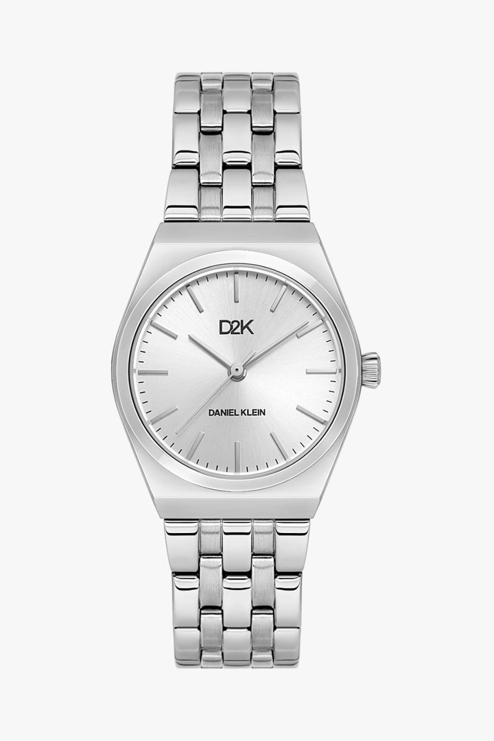 Daniel Klein DK.1.14472-1 - Orë femrash D2K me ciferblat të bardhë/argjend dhe rrip çeliku argjend All Steel