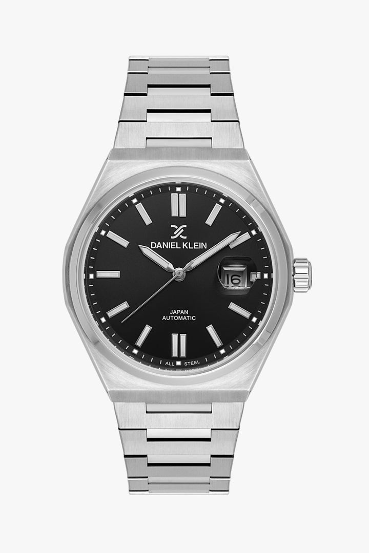 Daniel Klein DK.1.14394-2 - Orë meshkuj Japan Automatic me ciferblat të zi dhe rrip çeliku argjend