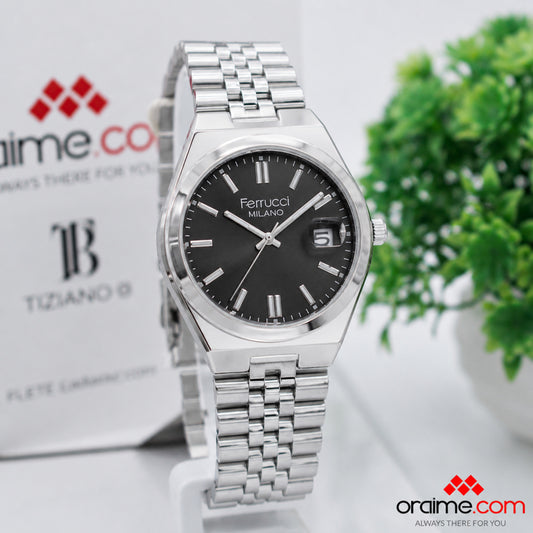 Ferrucci FC 361-01 ladies watch black dial date stainless steel bracelet
