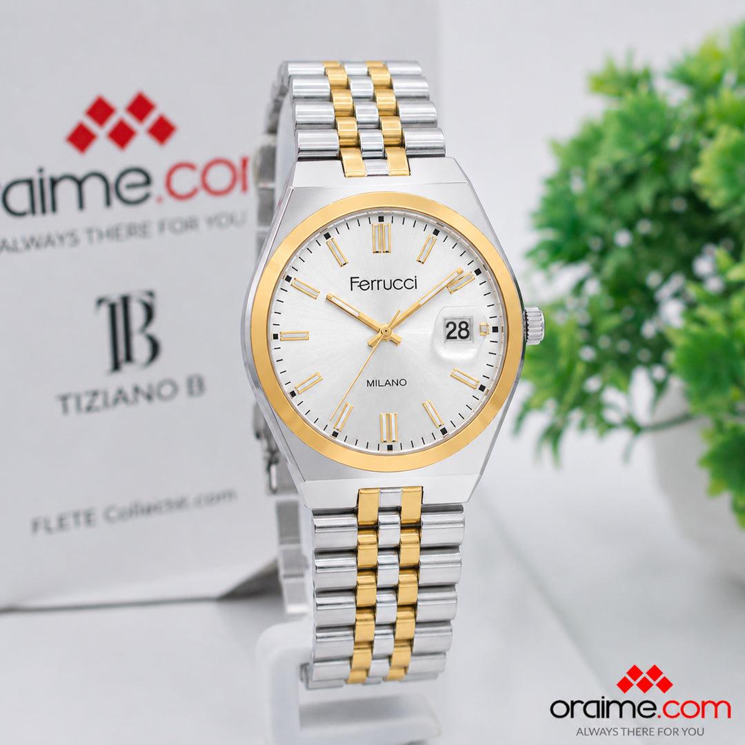 Ferrucci FC 3661-06 ladies watch silver dial gold bezel two-tone bracelet