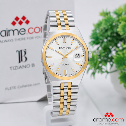 Ferrucci FC 3661-06 ladies watch silver dial gold bezel two-tone bracelet