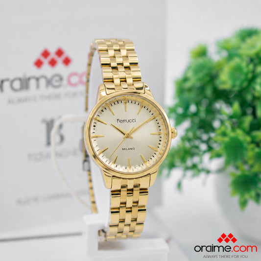 Ferrucci FC 3626-02 ladies watch gold dial full gold bracelet