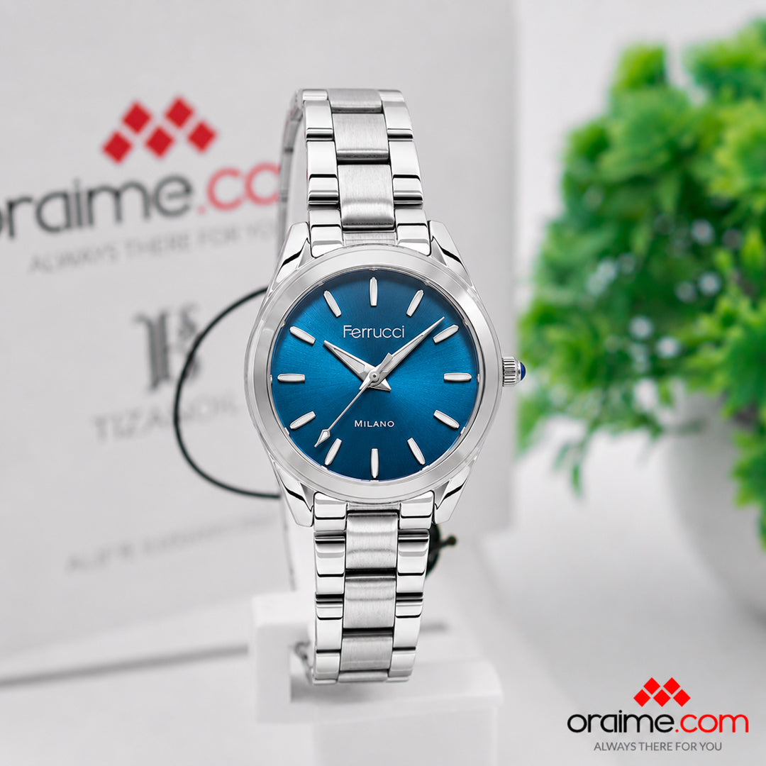 Ferrucci FC 3675-02 ladies watch blue dial silver bracelet